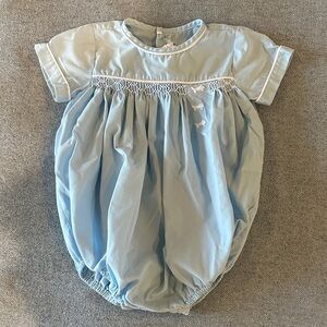 Lullaby Set Light Blue Smocked Baby Bubble Romper